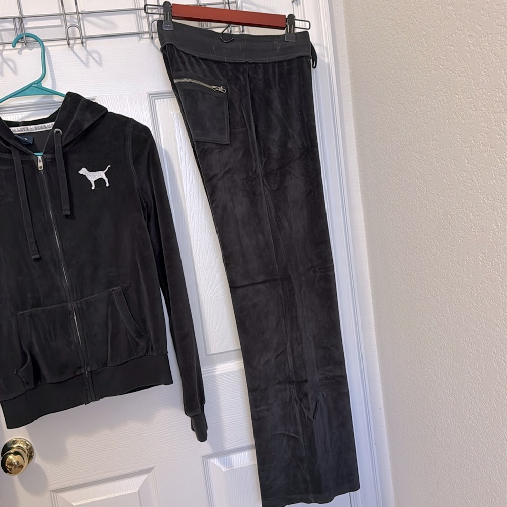 ๐Vintage VS PINK velour sequin pant/hoodie set - Picture 6 of 11